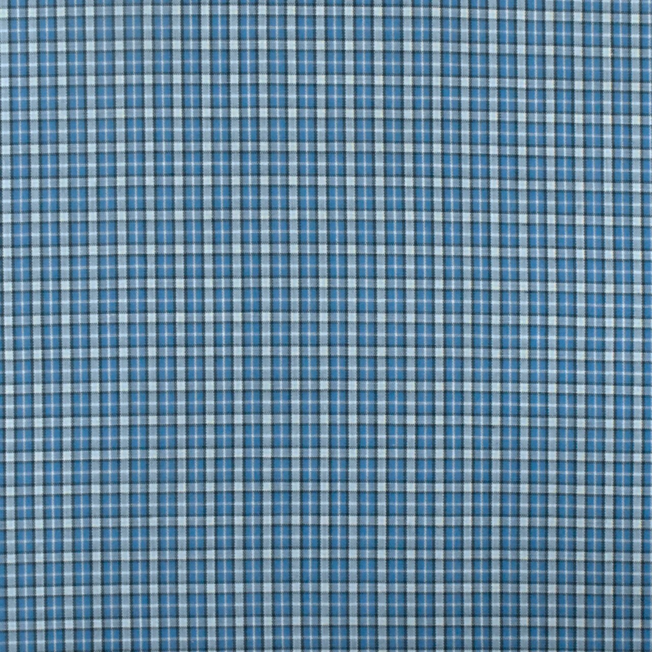 Ocean Blue-White-Multi Plaid Cotton Polyester Madras Woven Fabric By the Yard
